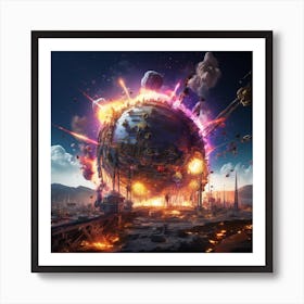 World In Space Art Print