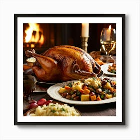 An Age Old Thanksgiving Feast Smothered In The Aroma Of Perfectly Roasted Delicacies From Succulen (3) Art Print