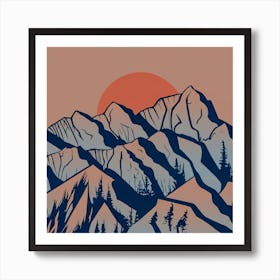 Rocky Mountains At Sunset Art Print