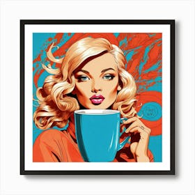 Pop Girl Drinking Coffee 1 Art Print