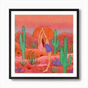 Yoga In The Desert 1 Art Print