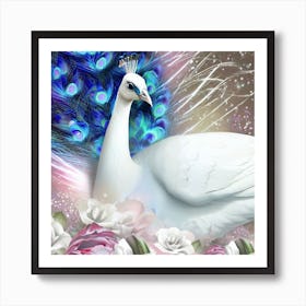 Peacock With Roses 8 Art Print