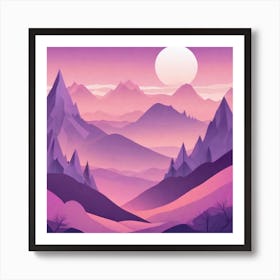 Misty mountains background in purple tone 71 Art Print