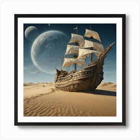 Ship In The Desert 1 Art Print