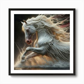 White Horse In Water 1 Art Print