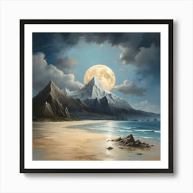 Full Moon On The Beach art print 1 Art Print