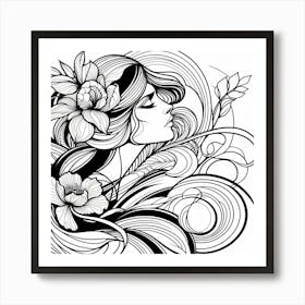 Girl With Flowers 12 Art Print