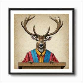 Deer At The Podium 1 Art Print