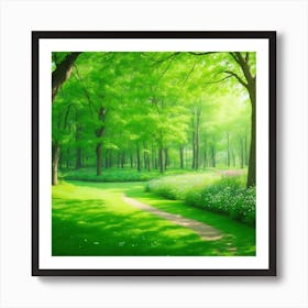 Green Forest Path Art Print