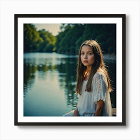 Portrait Of A Girl By The River Art Print