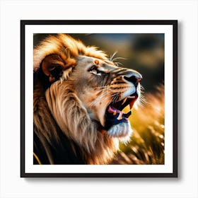 Lion Roaring Art Print