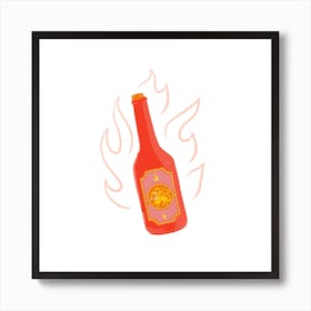 Red Chili Hot Sauce Square Art Print