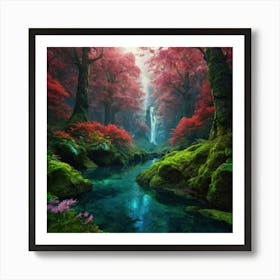 Waterfall In The Forest 1 Art Print