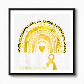 Support Squad Rainbow Leopard Yellow Ribbon Childhood Cancer Art Print