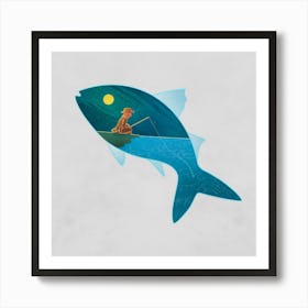 Fishing In The Moonlight Art Print