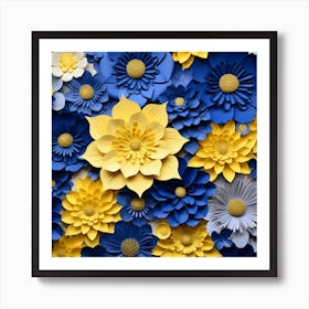 Blue And Yellow Flowers Art Print