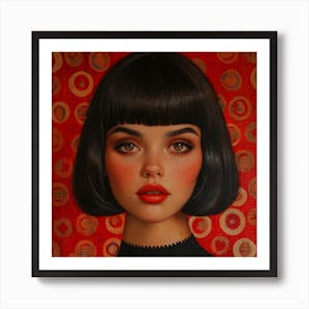 Girl With Red Lips Art Print