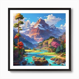 Mountain Landscape Painting Art Print