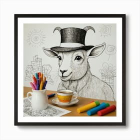 Goat In Top Hat Art Print