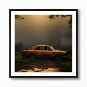 Old Car In The Fog 7 Art Print