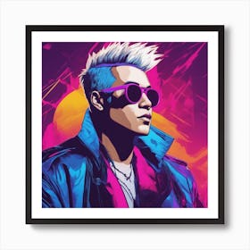 Young Andy Warhol With Mohawk White Hair and Sunglasses Art Print