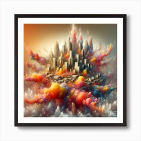 Flying city Art Print