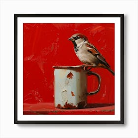 Sparrow In A Mug 4 Art Print