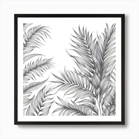 Line Art palm leaves 2 Art Print