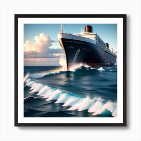 Ship cruises ocean Art Print