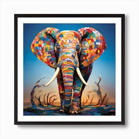 Maraclemente 3d Mosaic 3d Elephant Colorful Full Page No Negati Ae66478d 917a 432d Be10 3f5955823d5a Art Print