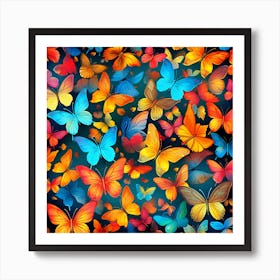 Colorful Butterflies Background Art Print