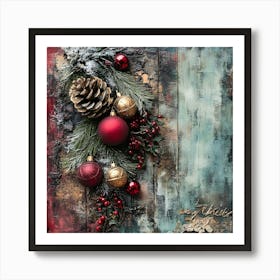 Vintage Holiday Mixed Media 1 Art Print