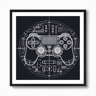 Impression sur toile Gaming Technology - Game Pad on a Dark Blue