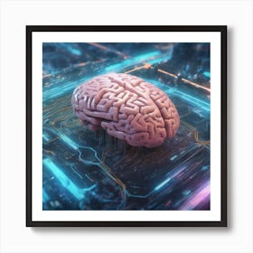 Brain On A Computer 12 Art Print