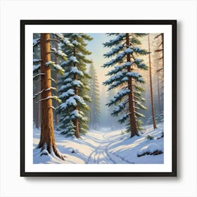 Snowy Forest paintings art print 1 Art Print