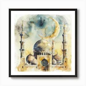 Watercolor Of A Mosque 4 Art Print