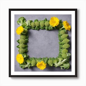 Frame Of Vegetables And Flowers Art Print