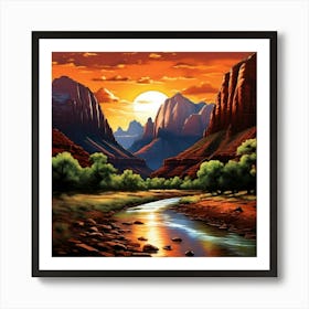 Zion National Park Zion Canyon Sunset Art Print