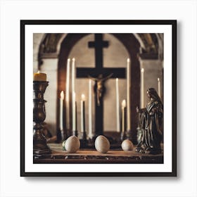 Easter Eggs In Church Art Print