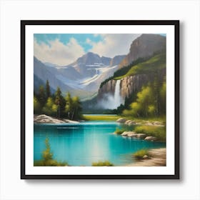 Waterfall In The Mountains 41 Art Print