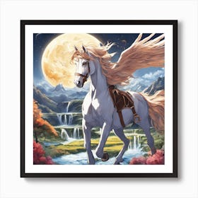 White Horse With Wings Art Print