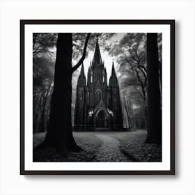 Gothic Church In The Woods Art Print