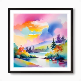 Sunset By The Lake 6 Art Print