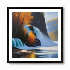 Waterfall In The Fall Art Print