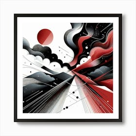 Black And Red Abstract Painting Art Print