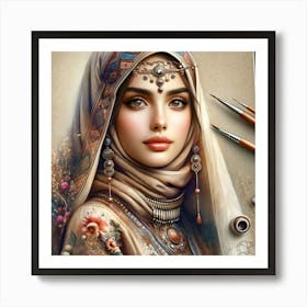 Arab Girl In Traditional Attire Art Print