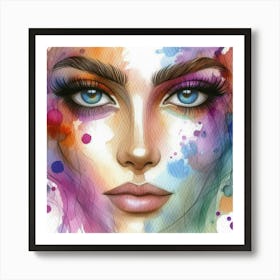 Watercolor Of A Woman'S Face 28 Art Print