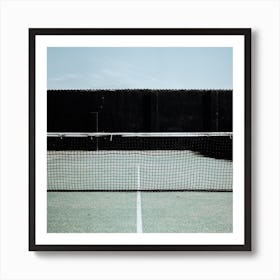 The Blue And Green Empy Tenniscourt  Square Art Print