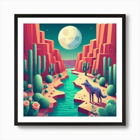 Wolf In The Desert Art Print