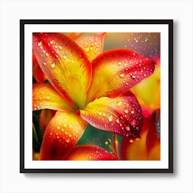  orange, red and yellow chameleon lilies Art Print